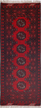 Ivory Hand-Knotted Afghan Tribal Geometric Wool Rug - 1'6" x 4'2"