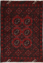 Ivory Hand-Knotted Afghan Tribal Geometric Wool Rug - 2'6" x 3'7"