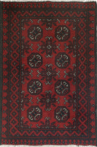 Ivory Hand-Knotted Afghan Tribal Geometric Wool Rug - 2'5" x 3'8"