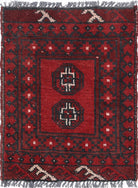 Ivory Hand-Knotted Afghan Tribal Geometric Wool Rug - 1'6" x 2'0"