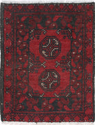 Ivory Hand-Knotted Afghan Tribal Geometric Wool Rug - 1'6" x 2'1"