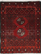 Ivory Hand-Knotted Afghan Tribal Geometric Wool Rug - 1'7" x 2'2"