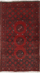 Ivory Hand-Knotted Afghan Tribal Geometric Wool Rug - 1'8" x 3'1"