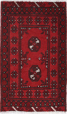 Ivory Hand-Knotted Afghan Tribal Geometric Wool Rug - 1'7" x 2'10"