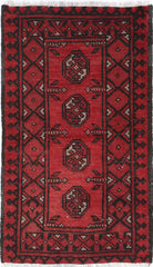 Ivory Hand-Knotted Afghan Tribal Geometric Wool Rug - 1'7" x 3'0"