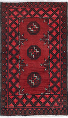 Ivory Hand-Knotted Afghan Tribal Geometric Wool Rug - 1'7" x 3'1"