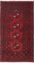 Ivory Hand-Knotted Afghan Tribal Geometric Wool Rug - 1'7" x 3'1"