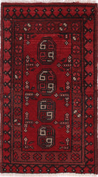 Ivory Hand-Knotted Afghan Tribal Geometric Wool Rug - 1'6" x 2'11"