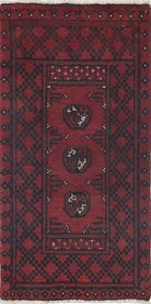 Ivory Hand-Knotted Afghan Tribal Geometric Wool Rug - 1'6" x 2'11"