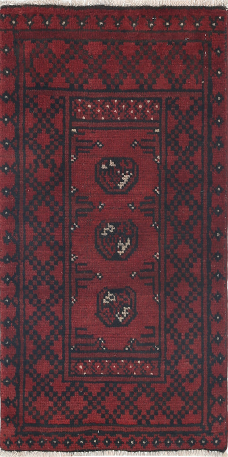 Ivory Hand-Knotted Afghan Tribal Geometric Wool Rug - 1'6" x 2'11"