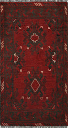 Ivory Hand-Knotted Afghan Tribal Geometric Wool Rug - 1'8" x 3'3"