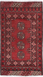 Ivory Hand-Knotted Afghan Tribal Geometric Wool Rug - 1'7" x 3'0"