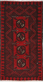 Ivory Hand-Knotted Afghan Tribal Geometric Wool Rug - 1'7" x 3'2"