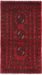 Ivory Hand-Knotted Afghan Tribal Geometric Wool Rug - 1'7" x 3'1"