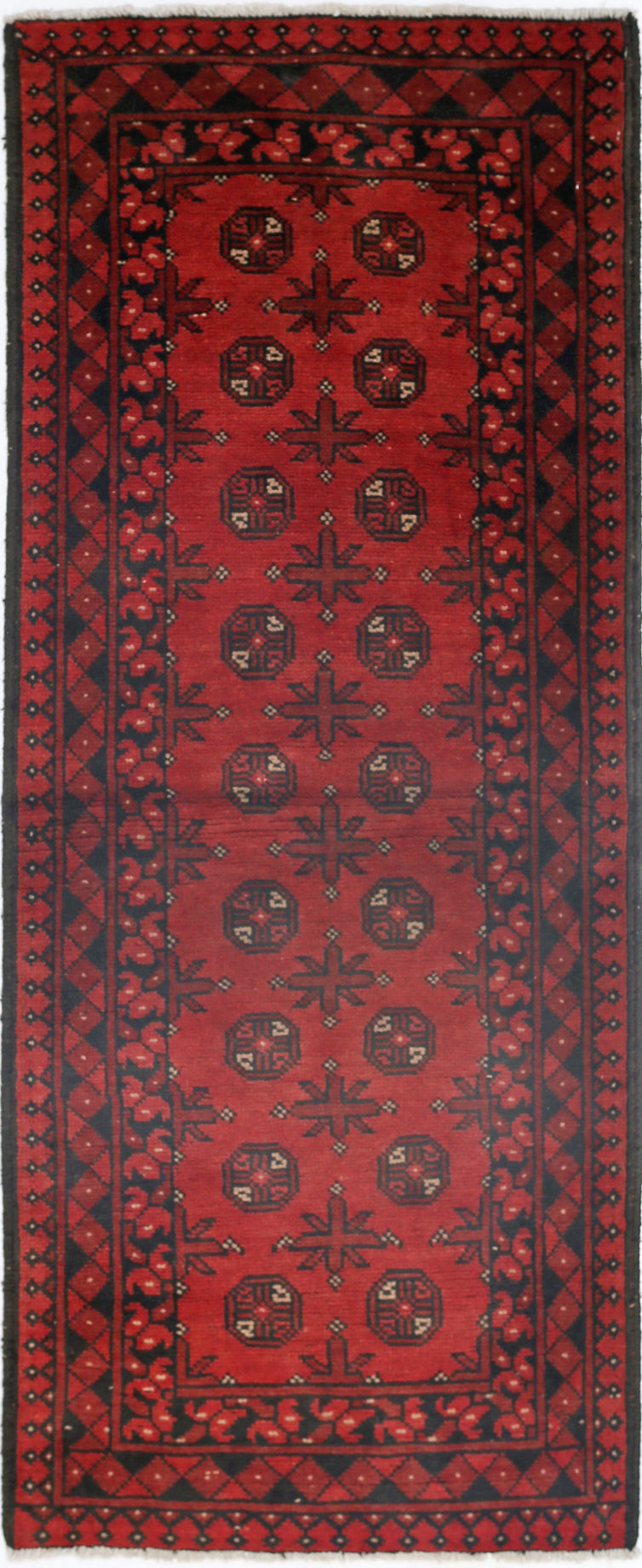 Ivory Hand-Knotted Afghan Tribal Geometric Wool Rug - 2'0" x 5'7"