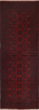 Ivory Hand-Knotted Afghan Tribal Geometric Wool Rug - 2'9" x 7'8"