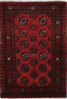 Ivory Hand-Knotted Afghan Tribal Geometric Wool Rug - 2'6" x 4'0"