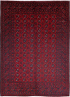 Ivory Hand-Knotted Afghan Tribal Geometric Wool Rug - 6'7" x 9'0"