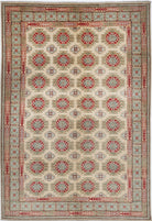 Ivory Hand-Knotted Distressed Vintage Wool Rug - 6'8" x 9'9"