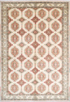 Ivory Hand-Knotted Distressed Vintage Wool Rug - 6'10" x 9'10"