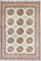 Ivory Hand-Knotted Distressed Vintage Wool Rug - 5'10" x 8'6"