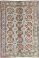 Blue Hand-Knotted Distressed Vintage Wool Rug - 5'4" x 8'0"