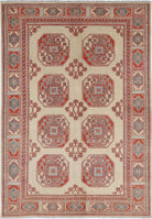 Ivory Hand-Knotted Distressed Vintage Wool Rug - 4'11" x 6'11"