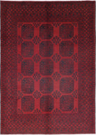 Ivory Hand-Knotted Afghan Tribal Geometric Wool Rug - 6'4" x 9'0"