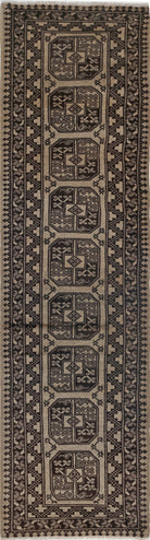 Ivory Hand-Knotted Afghan Tribal Geometric Wool Rug - 6'6" x 9'3"
