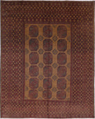 Ivory Hand-Knotted Afghan Tribal Geometric Wool Rug - 8'6" x 10'9"