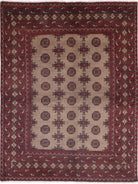 Ivory Hand-Knotted Afghan Tribal Geometric Wool Rug - 4'9" x 6'3"
