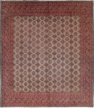 Ivory Hand-Knotted Afghan Tribal Geometric Wool Rug - 8'1" x 9'1"