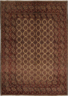 Ivory Hand-Knotted Afghan Tribal Geometric Wool Rug - 6'6" x 9'1"