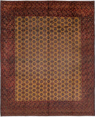 Ivory Hand-Knotted Afghan Tribal Geometric Wool Rug - 9'10" x 12'2"