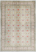 Grey Hand-Knotted Distressed Vintage Wool Rug - 6'7" x 9'8"