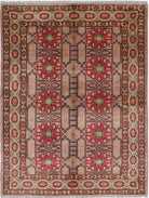 Brown Hand-Knotted Distressed Vintage Wool Rug - 5'0" x 6'5"