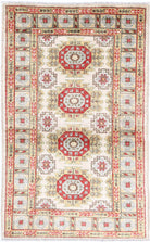 Ivory Hand-Knotted Distressed Vintage Wool Rug - 2'10" x 4'9"