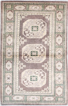 Brown Hand-Knotted Distressed Vintage Wool Rug - 3'5" x 5'2"