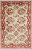 Ivory Hand-Knotted Distressed Vintage Wool Rug - 2'9" x 4'2"