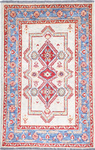 Ivory Hand-Knotted Distressed Vintage Wool Rug - 2'1" x 3'2"