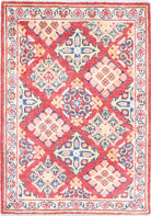 Red Hand-Knotted Distressed Vintage Wool Rug - 2'1" x 3'0"