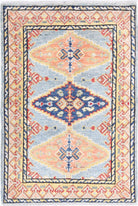 Blue Hand-Knotted Distressed Vintage Wool Rug - 2'1" x 3'1"
