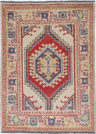 Ivory Hand-Knotted Distressed Vintage Wool Rug - 2'1" x 2'11"