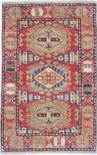 Red Hand-Knotted Distressed Vintage Wool Rug - 2'0" x 3'3"