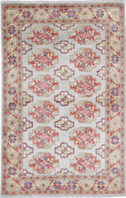 Grey Hand-Knotted Distressed Vintage Wool Rug - 3'4" x 5'1"