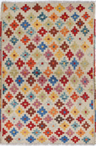 Ivory Hand-Knotted Tribal Geometric Wool Rug - 2'8" x 4'0"