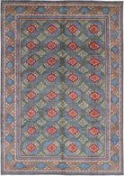 Green Hand-Knotted Distressed Vintage Wool Rug - 8'1" x 11'6"