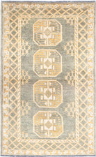 Grey Hand-Knotted Distressed Vintage Wool Rug - 3'1" x 5'1"