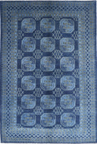 Blue Hand-Knotted Distressed Vintage Wool Rug - 6'8" x 10'0"