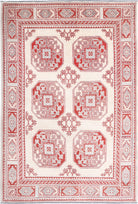 Ivory Hand-Knotted Distressed Vintage Wool Rug - 4'8" x 7'0"